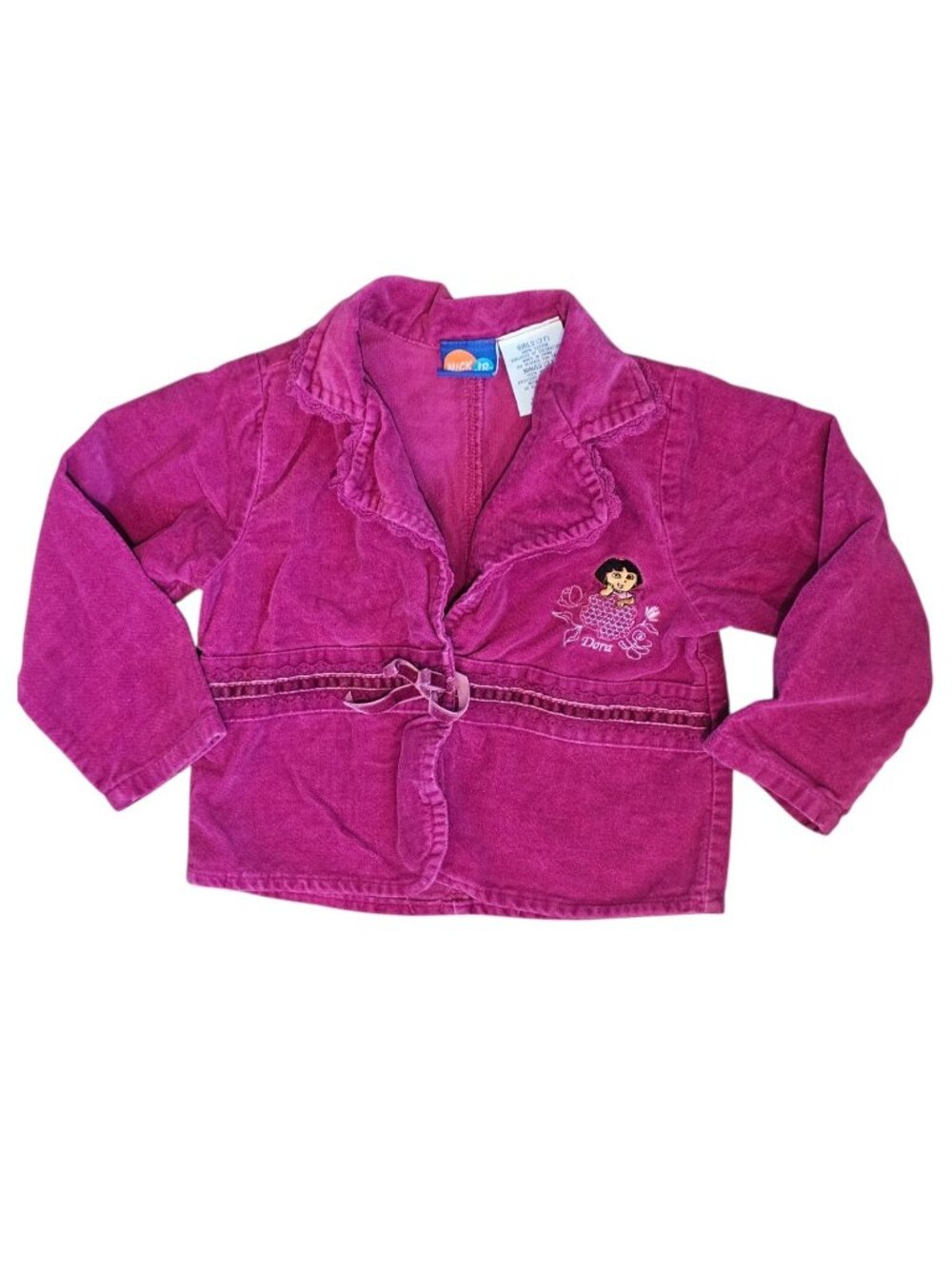 VTG Y2K Dora The Explorer Girls Jacket Sz 3T Pink Corduroy Embroidered